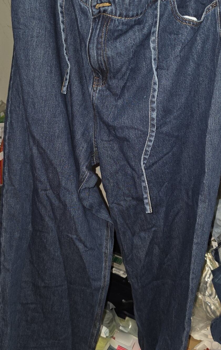 Buffalo Jeans Women Wide Leg Belted Jean Size 22 Dark Medium Blue NWT